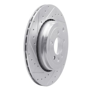 Land Rover Range Rover Sport Brake Rotor - Rear Left - R1 Concepts - Drilled & Slotted - Silver - `10-`13